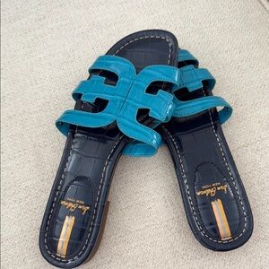 Sam Edelman Teal and Black Slide Sandals